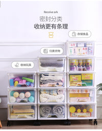 多层透明收纳柜子抽屉式夹缝置物架厨房塑料储物盒零食玩具收纳箱