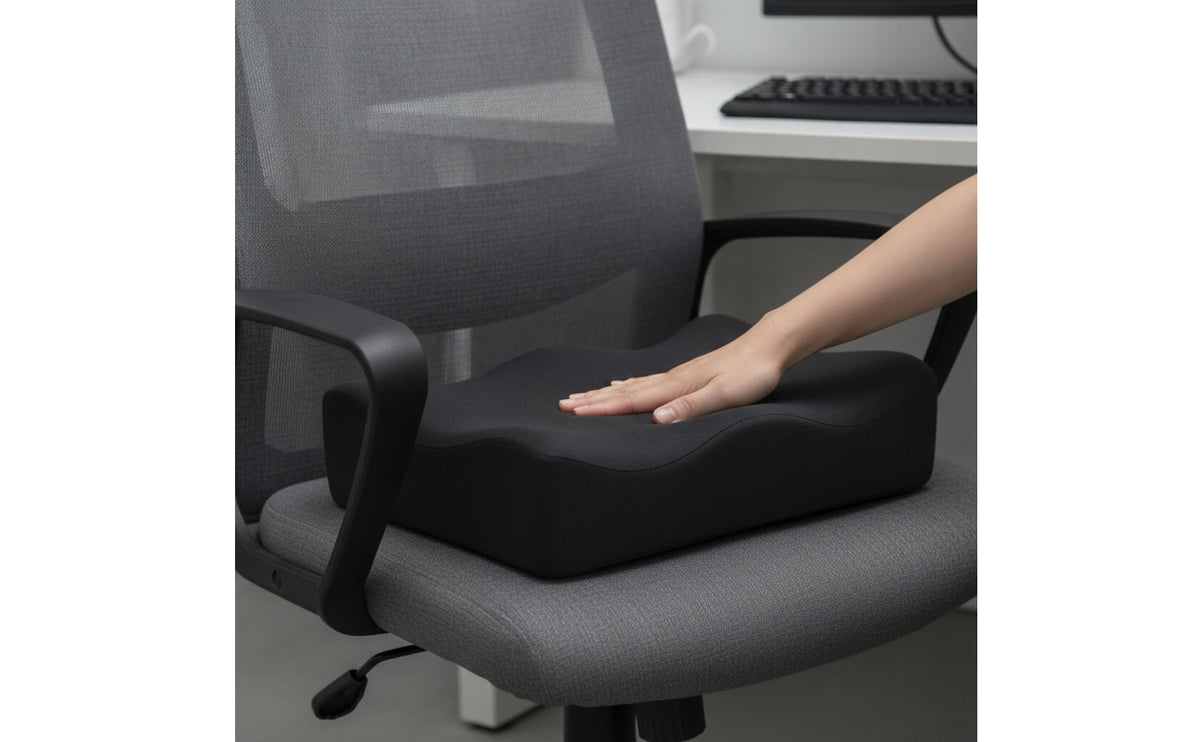 Ergonomic Contoured Seat Cushion Supportive Contoured Chair Cushion Pressure-Relief Compressed for Office Workers, Desk Chairs