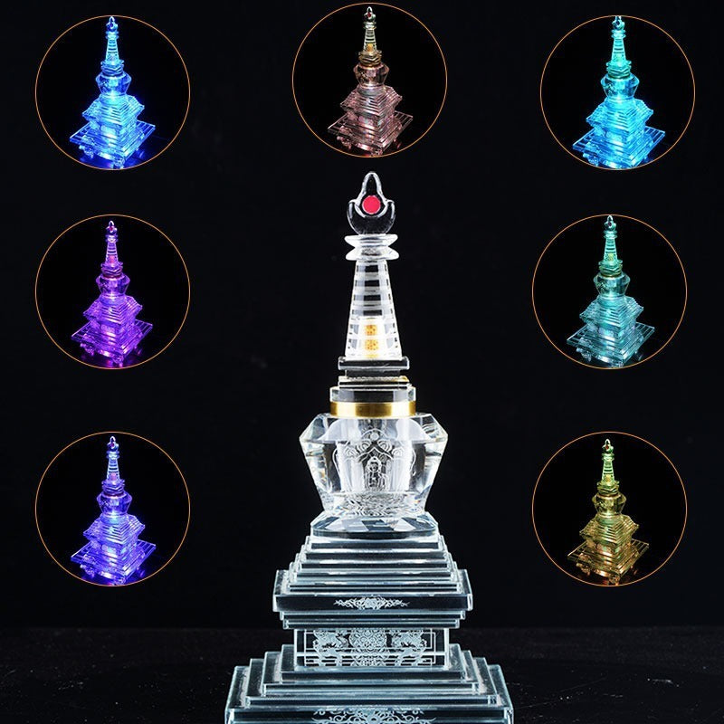Crystal Relic Pagoda with Scripture, for Buddhist Altar
