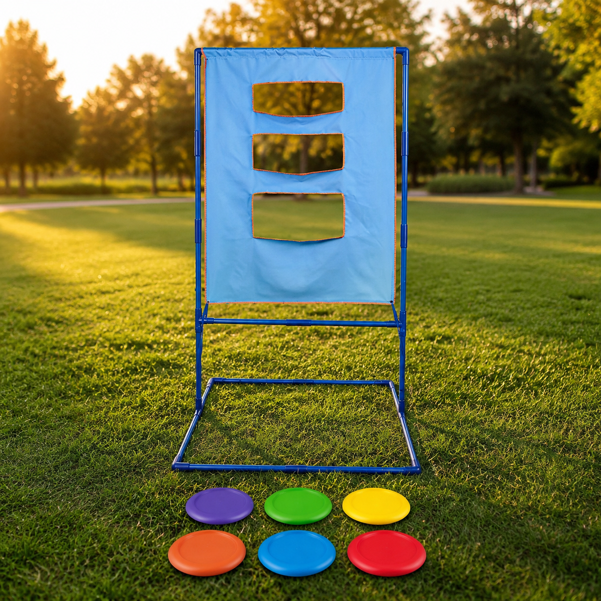 Disc Toss Game, Outdoor Yard Games for Beach Adults, Portable Metal Frame for Tailgate Family Entertainment