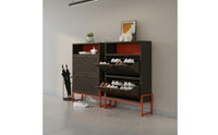 Metal Shoe Storage Unit Steel Construction Tipping Shoe Storage Unit Space-Saving Design Household Furniture for Entryway
