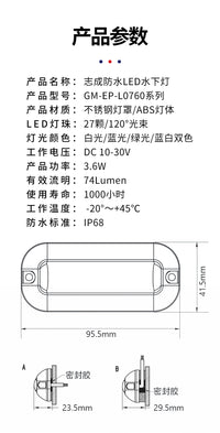 船用水下灯游艇灯防水彩色氛围灯照明装饰船底灯尾灯射灯