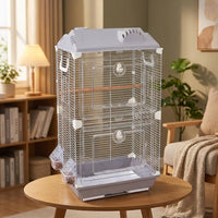 Acrylic Bird Cage and Metal Wire Pet Bird Cage Habitat, Wide Indoor Bird Cage for Finch Canary Cockatiel, Secure Single Layer Enclosure Home.