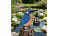 Solar Kingfisher Statue Resin Kingfisher Ornament Weatherproof for Yard, Lawn