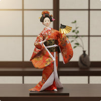 Traditional Japanese Figurine Rectangular Base Japanese Doll Upright Pose Collectible Figure
