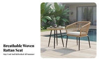 Woven Backrest Armchair Nordic Design Patio Chair Minimoutsideist Design Weather-Resistant for Homeowners, Boutsidecony