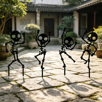 4 Pieces Dancing Skeleton Garden Stakes Black Skeleton Silhouettes with Stakes