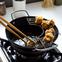 Japanese Crispy Frying Pot Fryer Induction Compatible Small Household Deep Fryer Stainless Steel Frying Pot Pouring Spouts