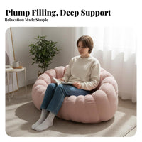 Pumpkin-Shaped Chair with Footstool Skingentle Pumpkin-Shaped Seat Thickly Padded Lightweight for Adults, Teens, Perusing Nook