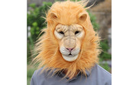 Lion Mask Latex Lion Head Headpiece Textured Creature Head Face Coverings for Halloween, Cosplay