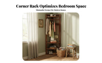 Solid Wood Corner Coat Rack Space-Saving Wooden Corner Hall Tree Stable Base Floor Standing Clothes Hanger Multifunctional for Apartment Dwellers, Homeowners, Students, Bedroom, Hallway, Living Room, Office