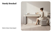 Modern Design Dressing Set with Lighted Mirror Minimalist Aesthetic Vanity Table Integrated Storage Drawer Makeup Desk Matching Stool Included for Women, Homeowners, Teens, Apartment