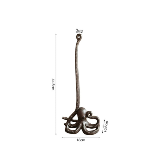 Cast Iron Octopus Paper Towel Holder Fits Standard & Jumbo Rolls for Bathroom