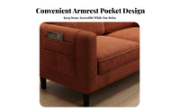 Minimalist Fabric Sofa Small Space Solution Corduroy Loveseat Simple Design Sturdy Wooden Legs for Reception Area, Office Lounge