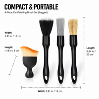 Car Detailing Kit Bagged Cleaning Brush Set Synthetic Bristles Wheels Interior