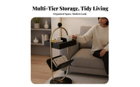 2-Tier Oval Stand Space-Saving Magazine Rack Table Multi-Functional for Bedroom