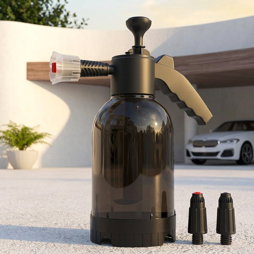 Spray Bottle and Garden Sprayer for Car Cleaning, Pressure Sprayer with Hand Pump for Wash, 2L Capacity Foam Sprayer, Side Grip Handle Design