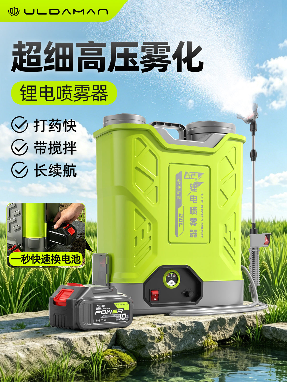 Cordless Electric Sprayer 20L with Lithium Battery
