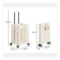 Portable Grocery Cart Telescopic Handle Rolling Grocery Carrier Lattice Side Panels