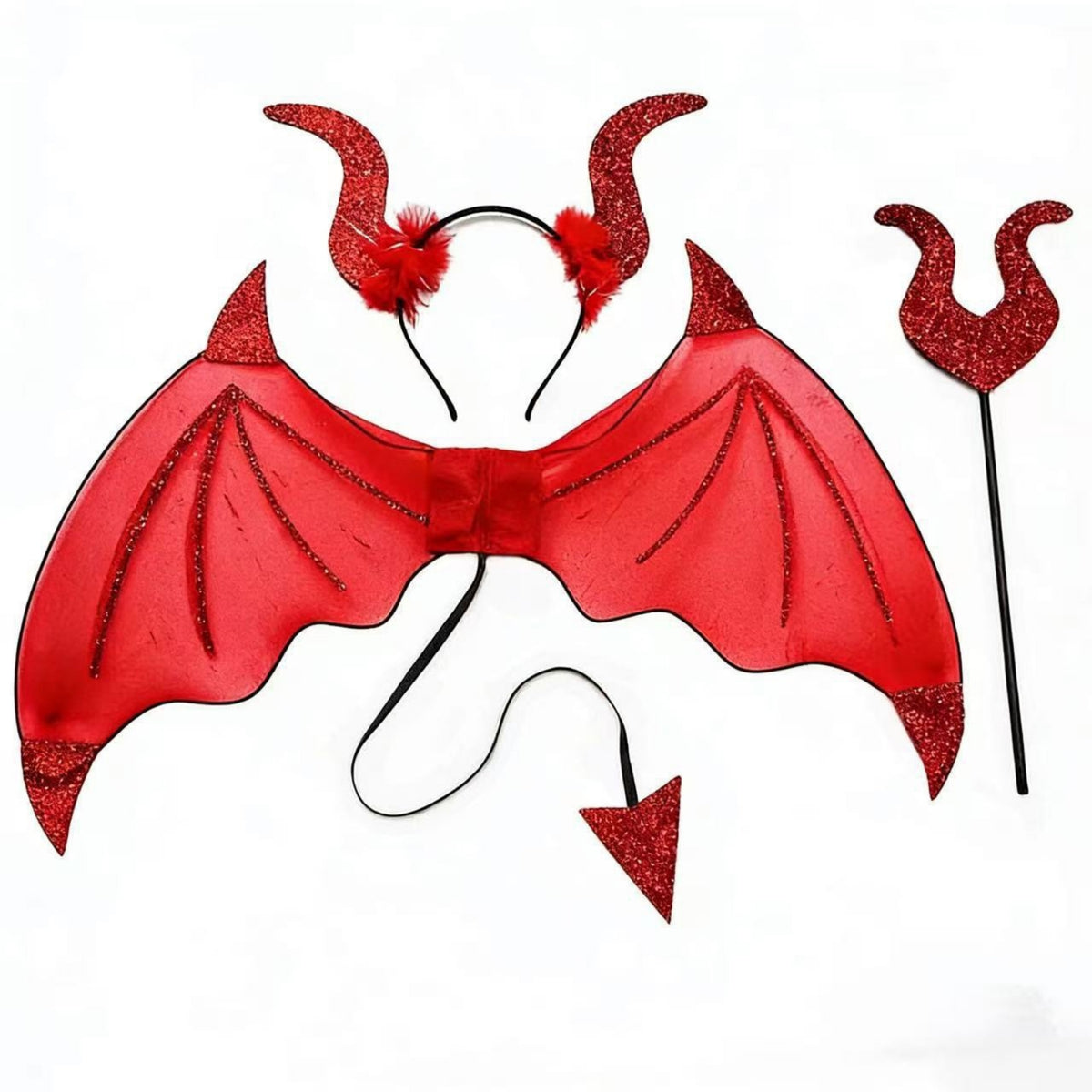 Glittery Winged Creature Costume Set Glittery Winged Creature Wings and Ears Headband Set Comfortable Accessory Sturdy for Children, Stage Performances