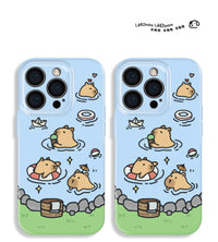 适用于iPhone16Promax夏天游泳水豚mate60华为pura70菲林手机壳软壳vivox100苹果15小米14卡皮巴拉oppo情侣12