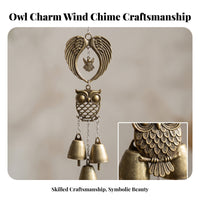 Antique Brass Finish Owl Wind Chime Hanging Bells Owl Bell Ornament Indoor Outdoor Home Decor Soft Relaxing Sound