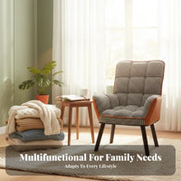 Upholstered Armchair Comfortable Seat Tufted Houndstooth Armchair Padded Cushion
