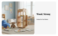 Rotating Book Shelf Large Capacity Bookshelf Stable Base for Apartment, Children