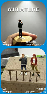 1/64微缩仿真人偶模型树脂涂装成品小人 打电话男玩具立体摆件