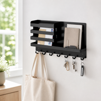 Wall Mounted Organizer with Tray, Carbon Steel Storage Rack, Space Saving Hanging Organizer for Kitchen, 10kg Load