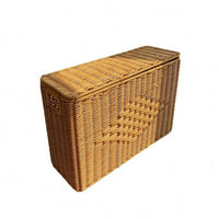 Wicker Storage Basket with Lid Breathable Home Organizer Rustic Charm