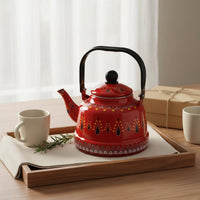 Enamel Stovetop Kettle Easy to Clean Vintage Dome Shaped Water Kettle Patterned Enamel Teapot