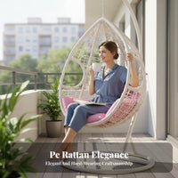 Freestanding Ovoid Chair Wickerdesign Weave Freestanding Enclosed Lounger Plush Paddinging All-Weather for Balcony, Garden