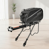 Aluminum Alloy Rear Bike Rack with Bag Round Bike Cargo Rack with Bag Sturdy Rear Cargo Carrier Heavy Duty for Commuting