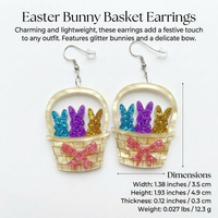 Easter Bunny Earrings for Women, Glitter Egg Dangle Earrings, Novelty Costume Earrings, Happy Easter Jewelry Set, Acrylic Material