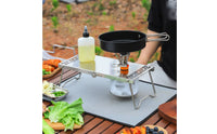 Stainless Steel Folding Table Lightweight Gas Canister heating guard Table Compact Portable Cooker Stand for Backpackers, Barbecue, Backpacking, Picnic