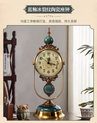 欧式复古客厅桌面钟表摆件轻奢大气时尚创意座钟家用金属静音座钟