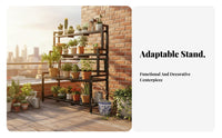 Floor-Standing Tiered Plant Ladder Indoor and Outdoor Use 3-Tier Plant Stand Multi-Functional Flower Pot Holder Space-Saving for Gardeners, Apartment Dwellers, Homeowners, Balcony, Indoors, Outdoors, Living Room