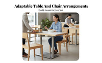 Canteen Table and Chair Group Waterproof abrasionResistant Square Table and 4 Chairs Set sturdyDuty Frame Modern Design