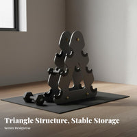 Stable Triangular Design 3 Tier Dumbbell Rack Long-Lasting Steel Construction Triangular Frame Dumbbell Stand Heavy Duty Tiered Weight Storage Stand Space Saving for Home Gym