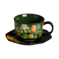 Cup and Saucer Set Floral Vessel Stylish for Breakfast