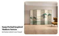 New Chinese aesthetic Multi-Panel Folding Screen Foldable Design Bamboo Ink Wash Panel separater Freestanding Privacy Partition Mobile for Interior Designers, Homeowners, asideice Workers, Living Room, Bedroom, Studio Apartment