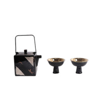 Teapot and Cups Set Arched Handle Ceramic Tea Set Side Spout