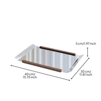 Stainless Steel Tray with Wood Strips Reflective Mirrored Display Tray Decorative for Tabletop