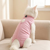Cat Recovery Suit with Fasteners, Sleeveless Post-Surgery Vest Style, Breathable Anti-Licking Cat Suit and Belly Protector for All-Seasons Use