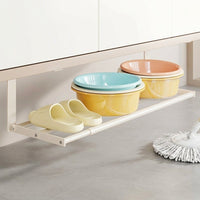 Under Sink Storage Rack, Adjustable Cupboard Organiser, Telescopic Metal Under Sink Storage, 51-87cm Width for Cleaning Supplies