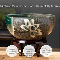 Ceramic Fish Bowl Lotus Pattern Desktop Decor