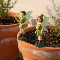 2 Pieces Miniature Fairy Garden Figures Handmade Glowing Appendage Elf Statues