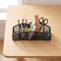 Desk Organizer with Compartments Metal Mesh Organizer Space-Saving for Dorm Room
