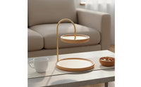 2-Tier Wooden Stand Versatile 2-Tier Serving Tray Centerpiece Two-Layer Fruit Plate for Parties, Kitchen Counter, Dresser